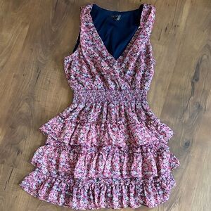 1. State Pink Floral Ruffle Tiered Dress